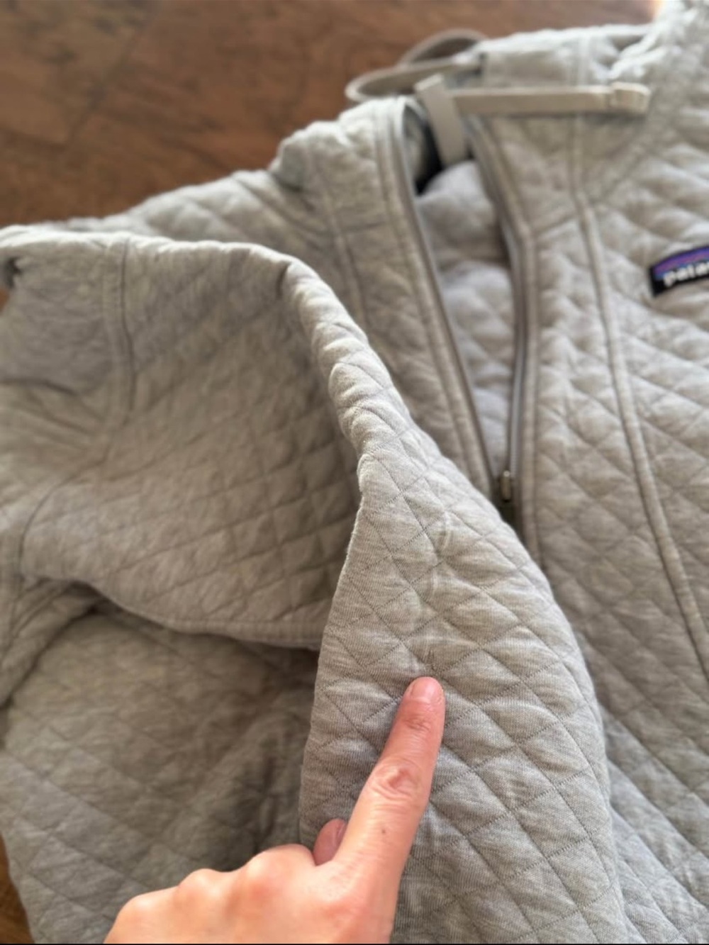 Patagonia Quilted Hooded Bomber Jacket in Light Gray - Picture 8 of 8